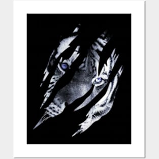 Cat Eye of the Fearless Tiger Silhouette Posters and Art